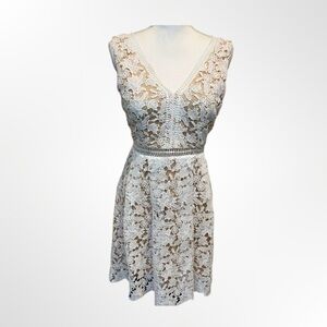 Alya White Lace Sleeveless Overlay Dress Size S